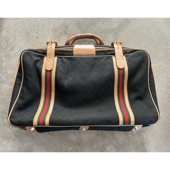 Vintage Gucci Line Sherry? GG Black Fabric Luggage Suitcase Travel Set GUC - Picture 3 of 16